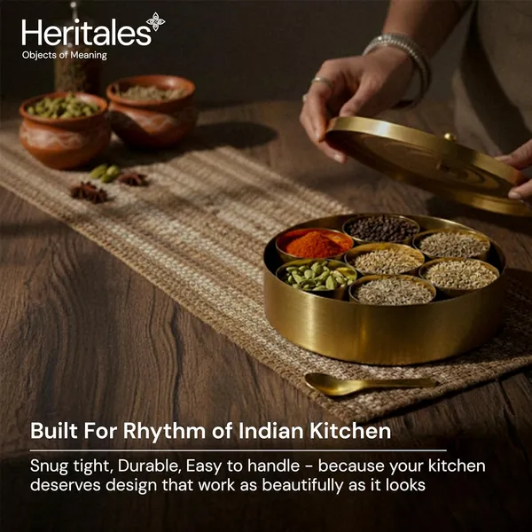 Masala_Box_|_Snug-Tight_Gold-Plated_Metal_Masala_Container_Set_with_7_Spice_Jars_&_Spoon_|_Handcrafted_Traditional_Masala_Dani_for_Kitchen_Storage