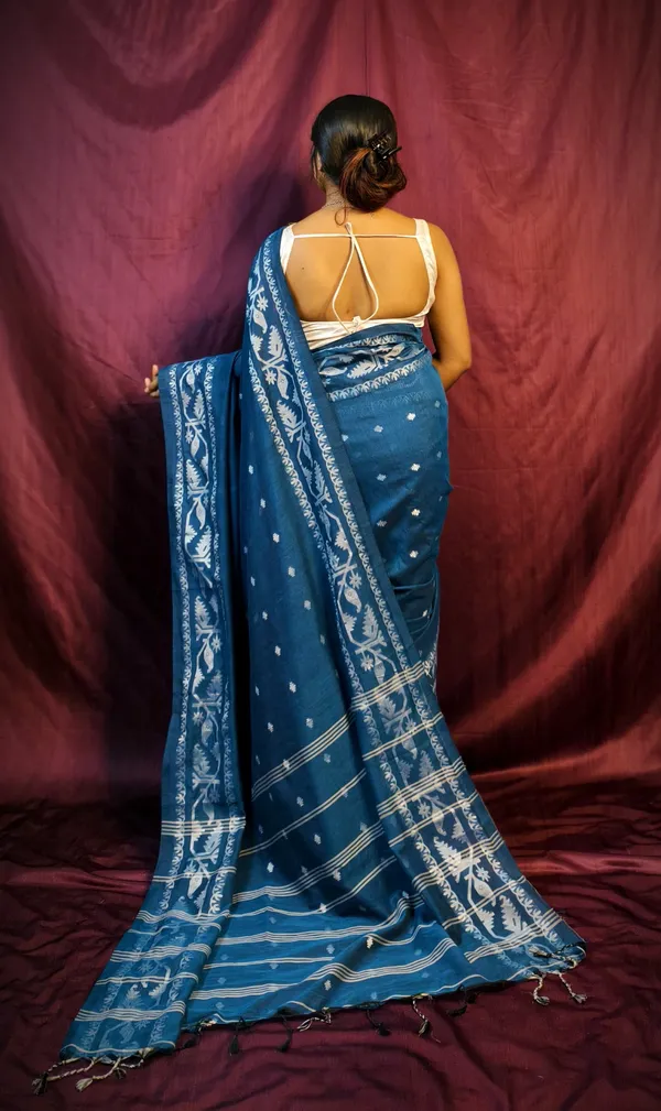 Blue_Premium_Quality_Khadi_Cotton_Saree_For_Women___running_blouse