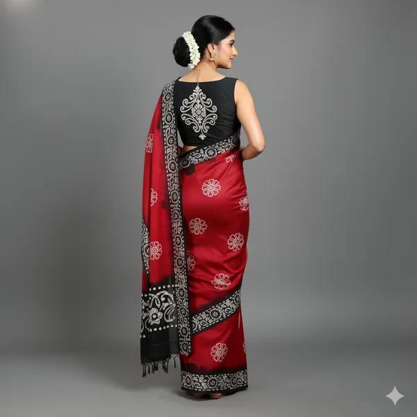 Red_Premium_Quality_Cotton_Saree_For_Women__without_Blouse