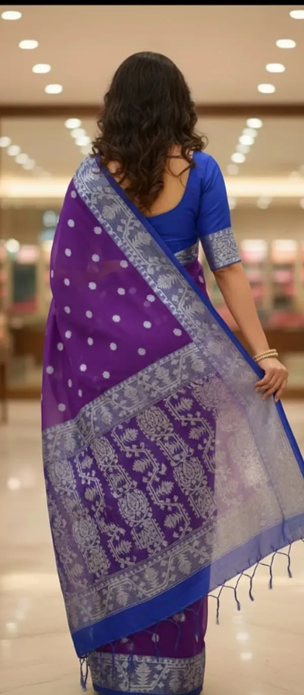 Lavender_Premium_Quality_Muslin_Saree_For_Women_with_Blouse