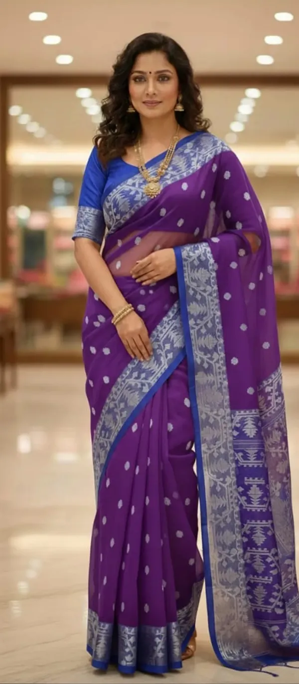 Lavender_Premium_Quality_Muslin_Saree_For_Women_with_Blouse