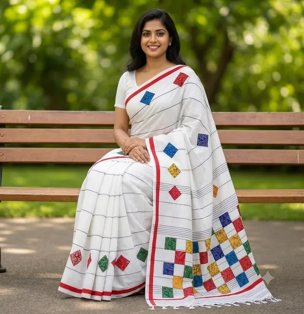 Elegant_Khadi_Catoon_Aplick_Saree_with_out_Bp