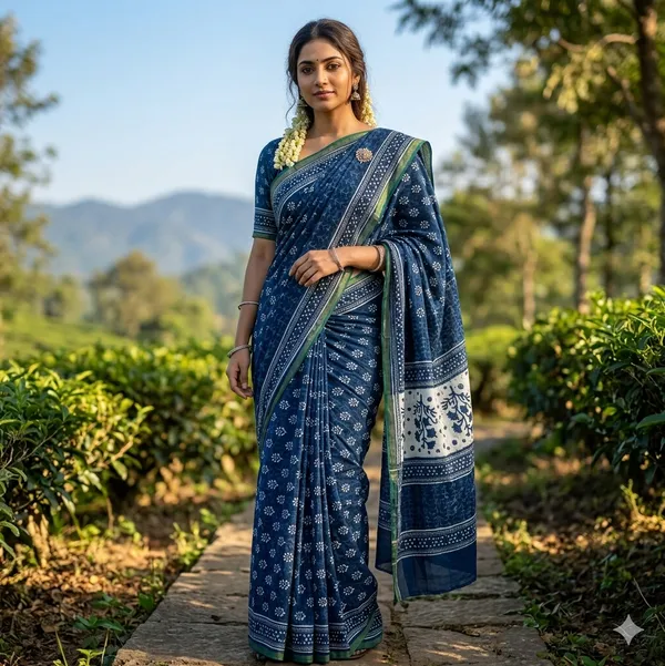 INDIGO_PURE_COTTON_SAREE_WITH_BLOUSE_