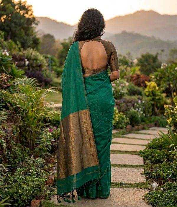 Khadi_Cotton_Jori_Pallu_Raja_green_Saree