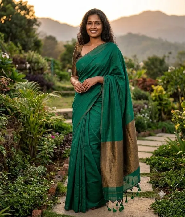 Khadi_Cotton_Jori_Pallu_Raja_green_Saree
