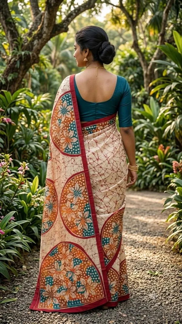 Ornate_Batik-Inspired_Saree_without_Blouse