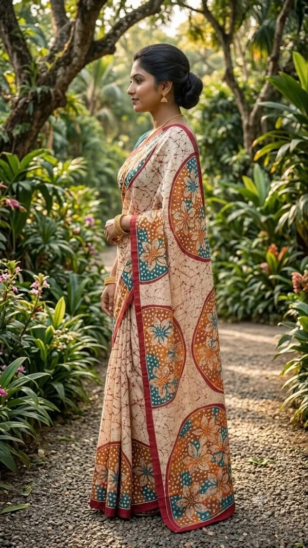 Ornate_Batik-Inspired_Saree_without_Blouse