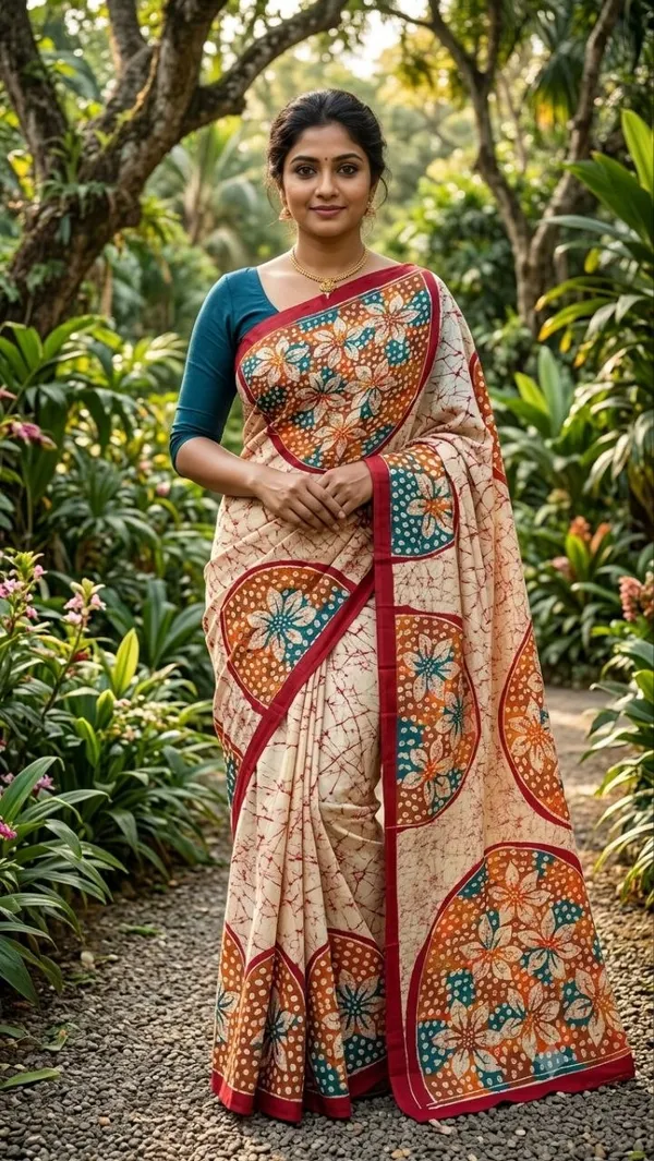 Ornate_Batik-Inspired_Saree_without_Blouse