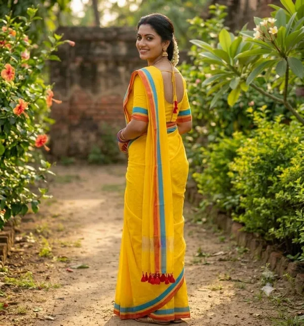 Premium_quality_Yellow_khadi_cotton_saree_Running_Blouse