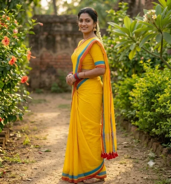 Premium_quality_Yellow_khadi_cotton_saree_Running_Blouse