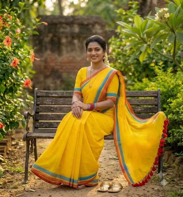 Premium_quality_Yellow_khadi_cotton_saree_Running_Blouse
