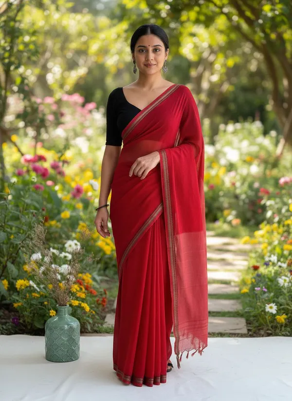 SAMAIRA_KHADI_COTTON_TERCHI_SAREE_WEAVING_RED_RUNNING_BLOUSE