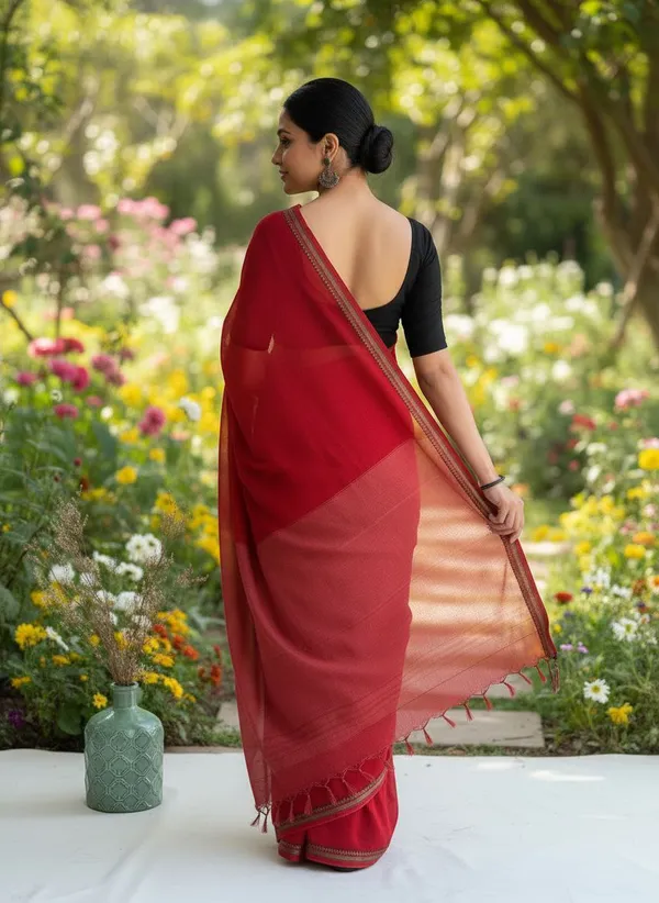 SAMAIRA_KHADI_COTTON_TERCHI_SAREE_WEAVING_RED_RUNNING_BLOUSE