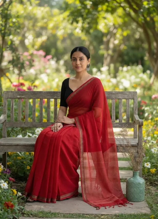 SAMAIRA_KHADI_COTTON_TERCHI_SAREE_WEAVING_RED_RUNNING_BLOUSE
