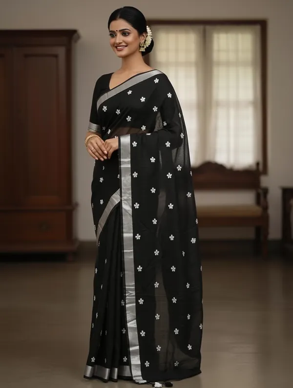 Samaira_Khadi_cotton_Flower_Motiv_Mbodari_saree_with_Jori_Bordar_Running_Blouse