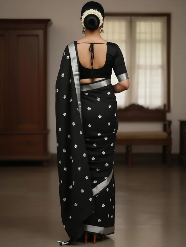 Samaira_Khadi_cotton_Flower_Motiv_Mbodari_saree_with_Jori_Bordar_Running_Blouse
