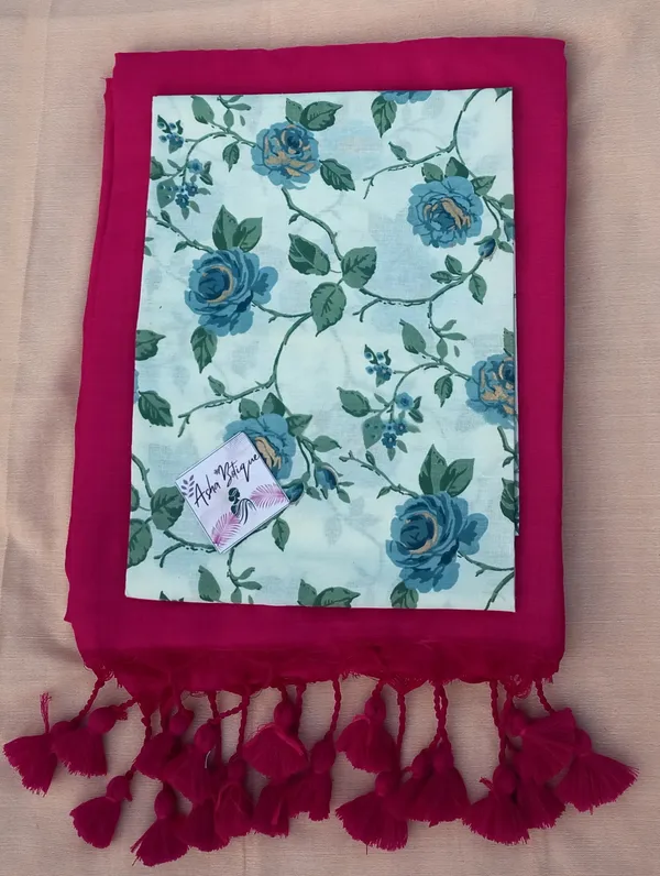 Samaira_Khadi_cotton_Women_Pink_saree_,Un-stitched_Kalamkari_blouse_Price_1_miter