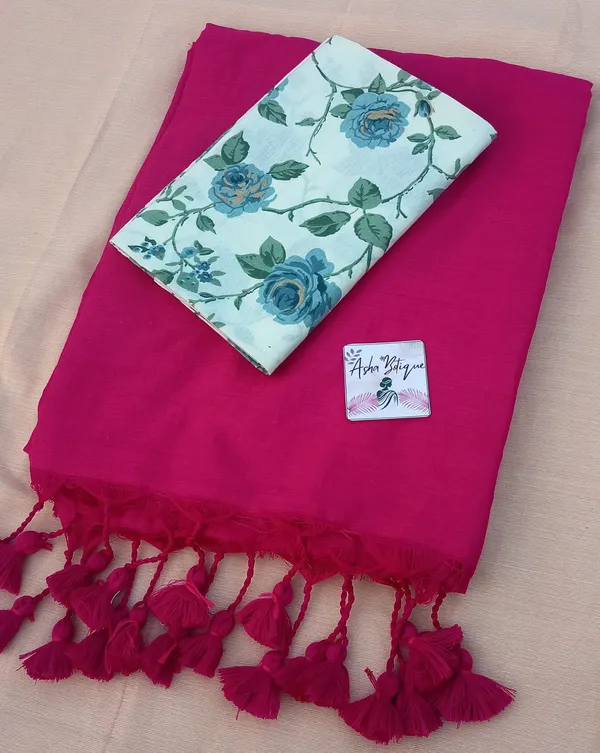 Samaira_Khadi_cotton_Women_Pink_saree_,Un-stitched_Kalamkari_blouse_Price_1_miter