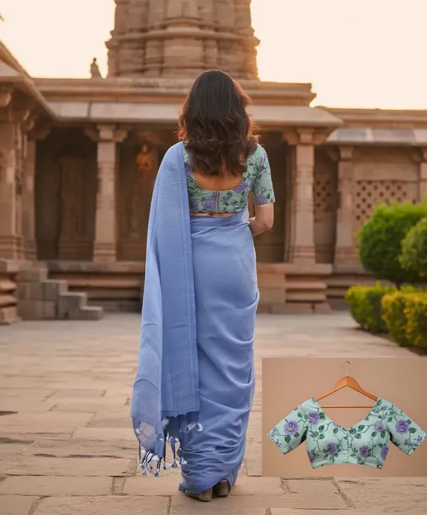 Samaira_Plan_Khadi_cotton_saree_with_1_miter_Kalamkari_Blouse_Piece