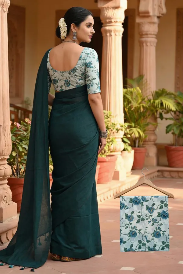Samaira_Raja_Colar_Plan_khadi_Cotton_Saree_with_1_Miter_Kalamkari_Blouse_Piece