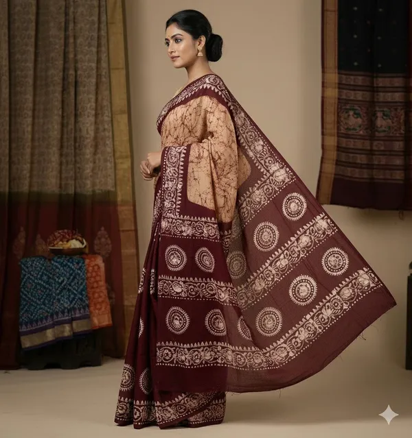 Yesika_Women_cotton_Batik_Saree_without_Blouse