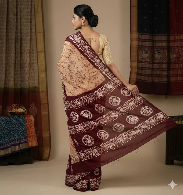 Yesika_Women_cotton_Batik_Saree_without_Blouse
