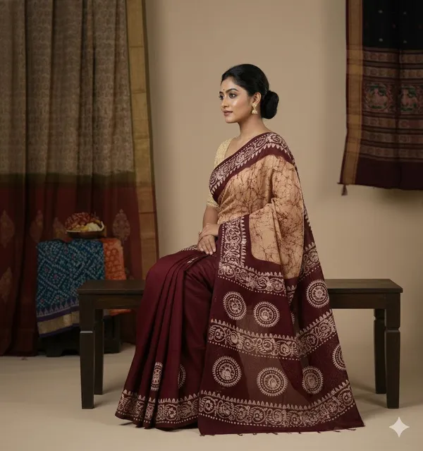 Yesika_Women_cotton_Batik_Saree_without_Blouse