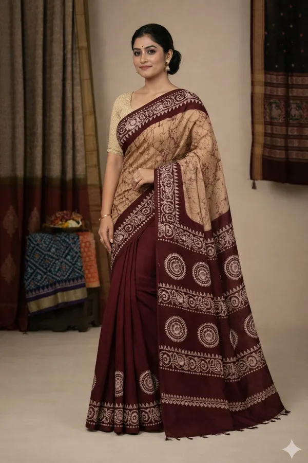 Yesika_Women_cotton_Batik_Saree_without_Blouse