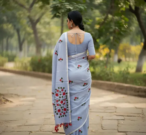Lavender_Premium_Quality_Mul_Cotton_Aplik_Saree_For_Women_without_Blouse