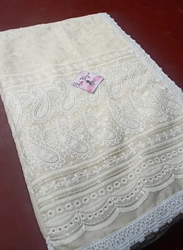 Chikankari_Pure_Cotton_All_over_Miror_Wark_with_out_blouse