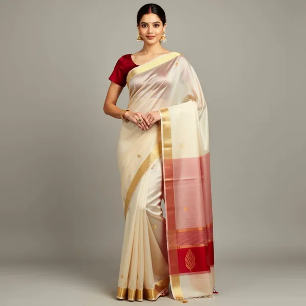 Off_White_Premium_Quality_Cotton_Silk_Saree_For_Women_with_Blouse