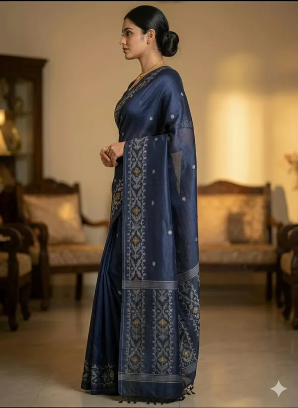 Firozi_Premium_Quality_Tasar_Saree_For_Women_with_Blouse
