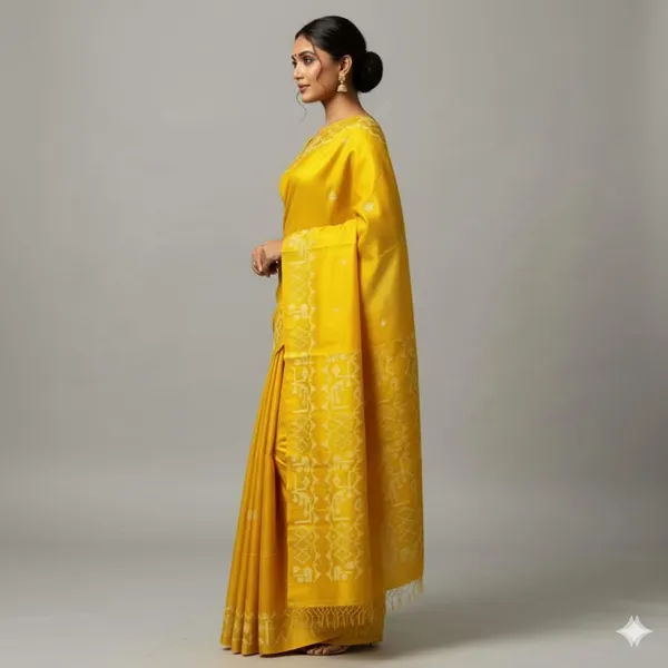 Yellow_Premium_Quality_Tasar_Saree_For_Women_with_Blouse