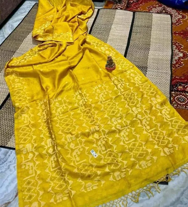 Yellow_Premium_Quality_Tasar_Saree_For_Women_with_Blouse