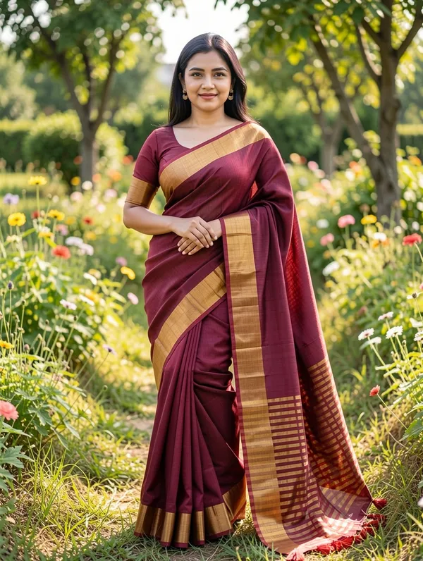 Wine_Red_Mul_Cotton_Jori_Par_Saree_Running_Blouse