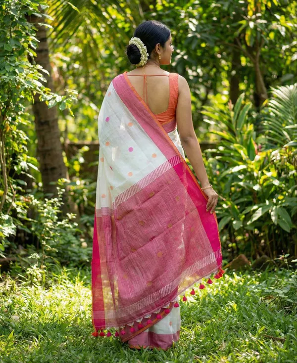 Embellished_Premium_Quality_Cotton_khadi_Ball_saree_with_Blouse