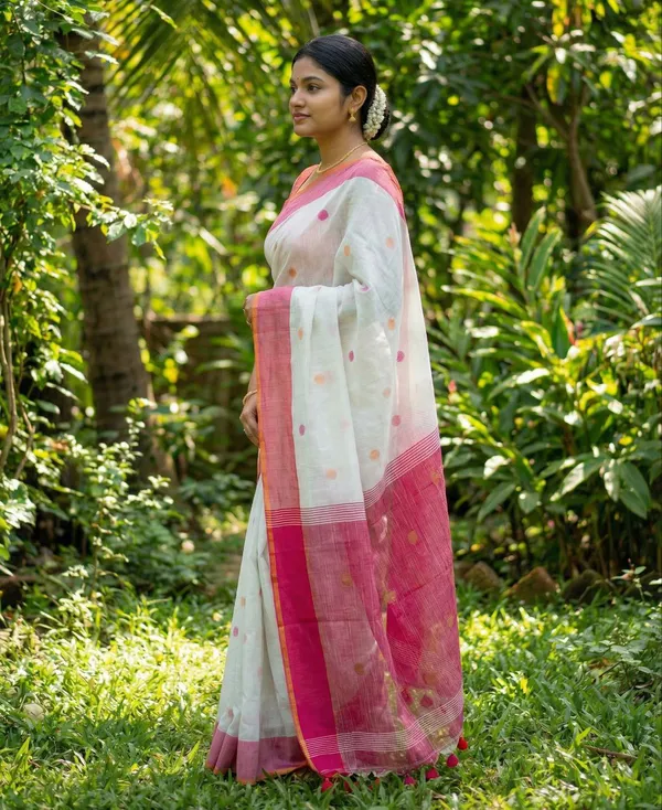 Embellished_Premium_Quality_Cotton_khadi_Ball_saree_with_Blouse