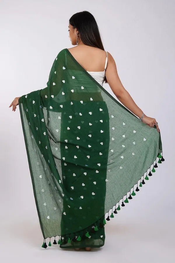 Green_Premium_Quality_Khadi_Cotton_Saree_For_Women_with_Blouse