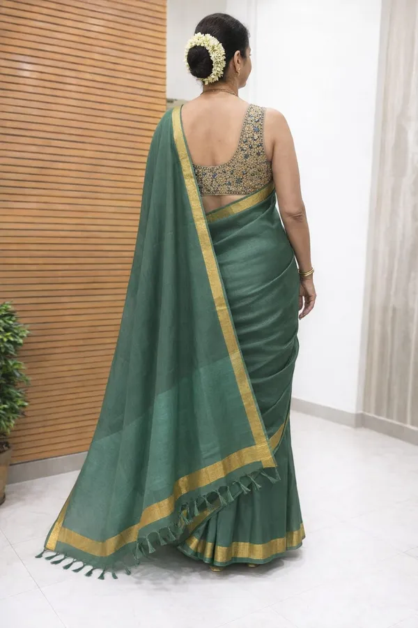 Green_Premium_Quality_Kota_Silk_Saree_For_Women_with_Blouse