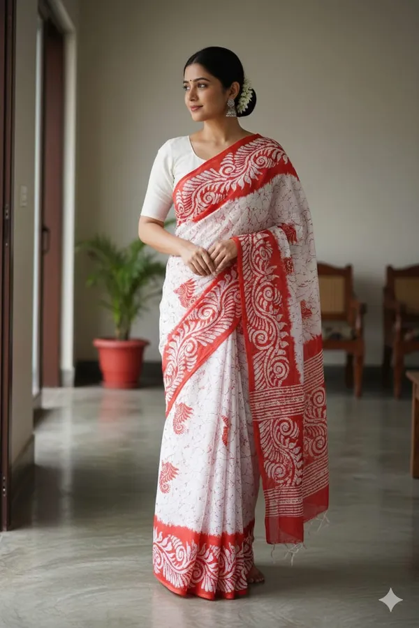 Red_Premium_Quality_Mul_Cotton_Print_Saree_For_Women_without_blouse