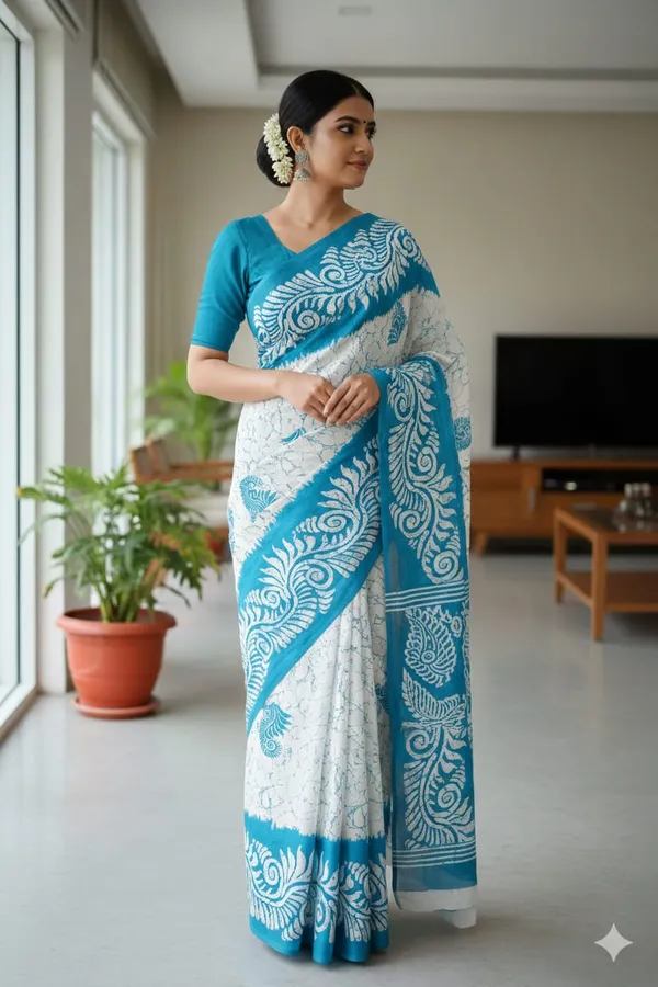 Sky_Premium_Quality_Mul_Cotton_Saree_For_Women_without_Blouse