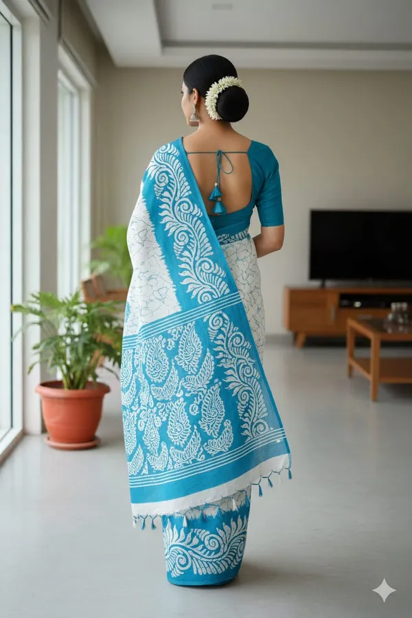 Sky_Premium_Quality_Mul_Cotton_Saree_For_Women_without_Blouse