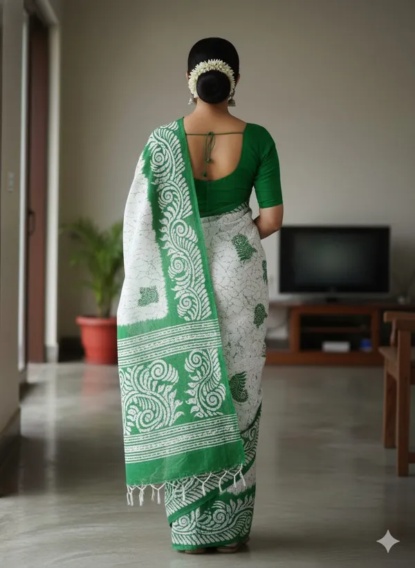 Green_Premium_Quality_Mul_Cotton_Saree_For_Women_without_Blouse
