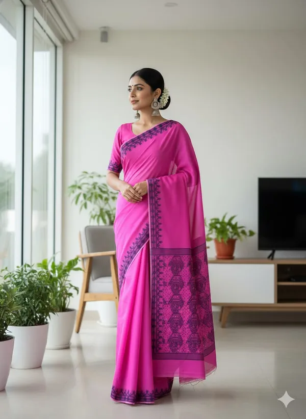Pink_Premium_Quality_Resham_Jamdani_Saree_For_Women_with_Blouse