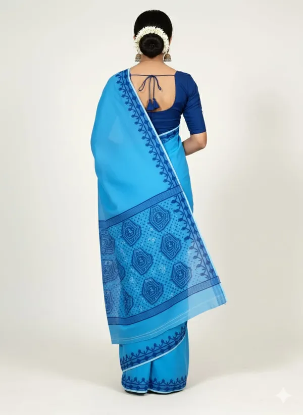 Sky_Blue_Premium_Quality_Resham_Jamdani_Saree_For_Women_with_Blouse