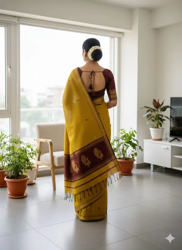 Mustard_Yellow_Premium_Quality_Cotton_Silk_Saree_For_Women_with_Blouse
