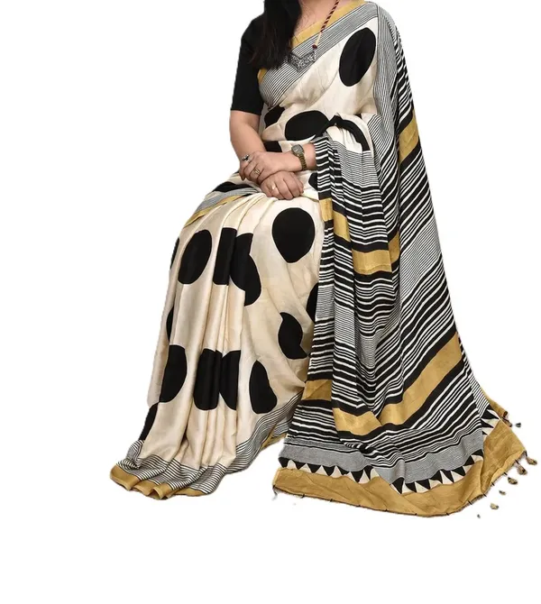 Cream_Ajarkh_Modal_Silk_Saree_For_Women