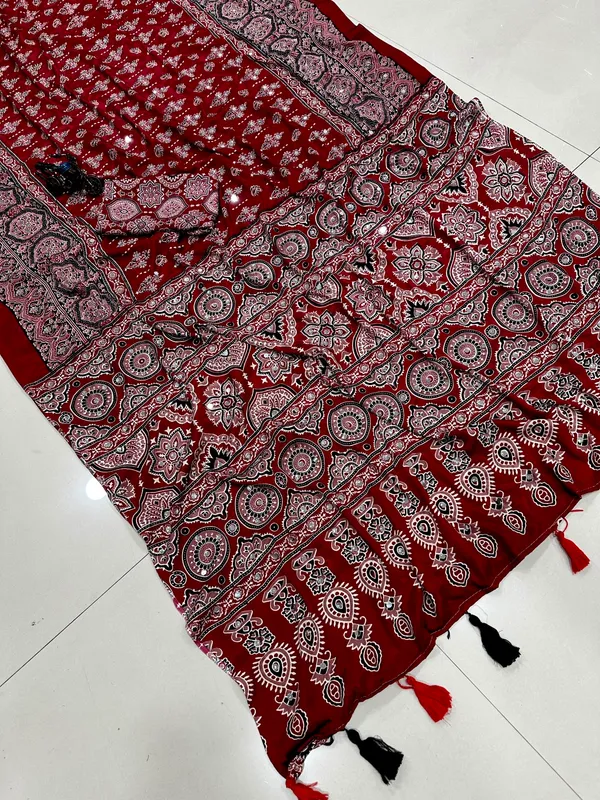 Ajrakh_Modal_Silk_Saree_for_Mirror_Work