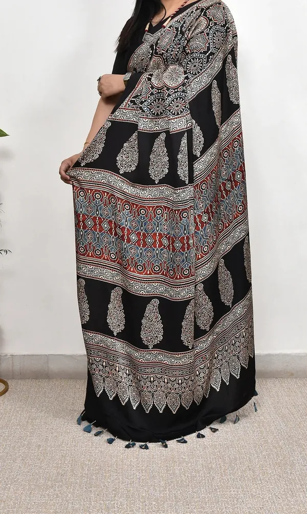 Black_Ajrakh_Modal_Silk_Saree