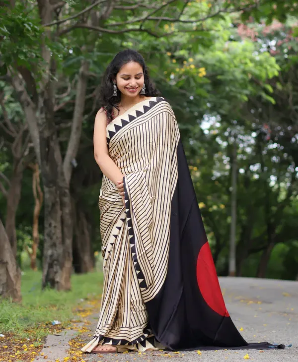 Cream_&_Red_Bindi_Modal_Silk_Saree_For_Women